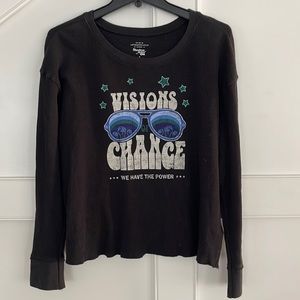Anthropologie sharlene artsy black waffle thermal visions of change M